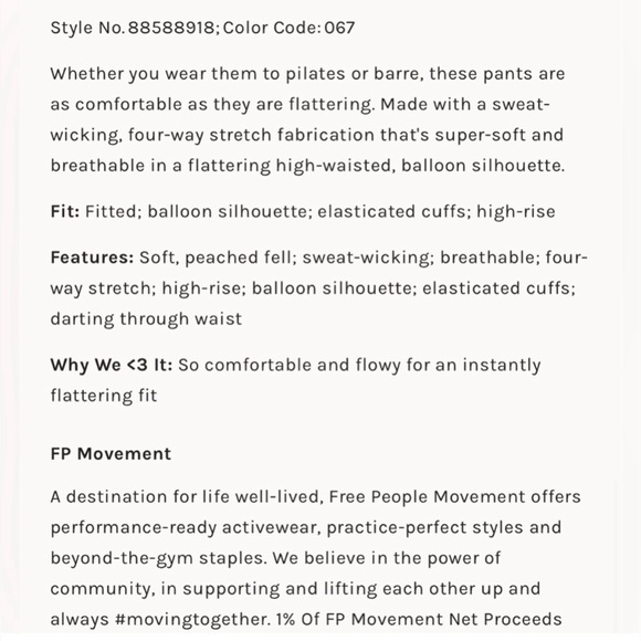 Closeout!▪️NWT Free People Movement Find Your Flow Pants in Argan Oil-M - Picture 5 of 7